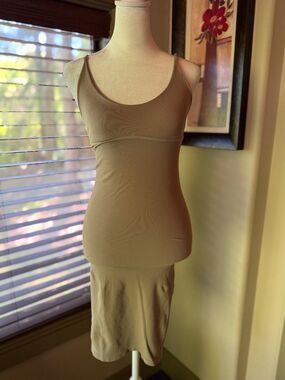 Free People Meg High Platform Mini Bodycon Slip Dress in Nude Size M/L